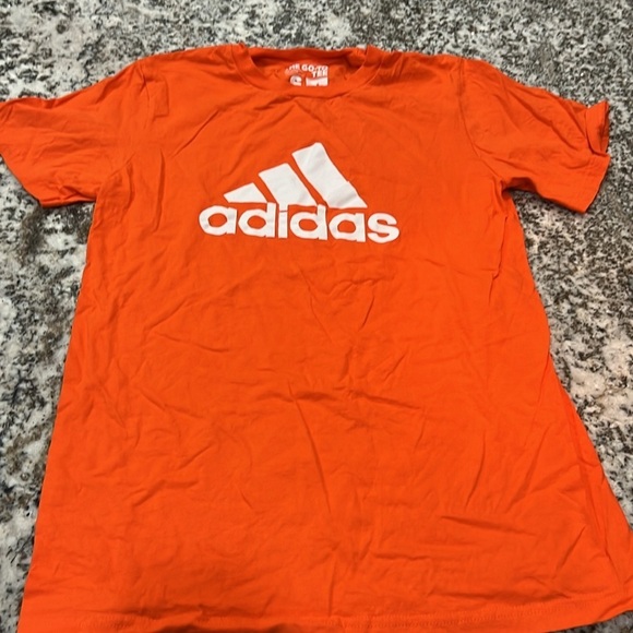 Vintage Adidas Shirt & Short Set Sport The Go To Tee Orange Black Boy Bundle - Picture 6 of 7